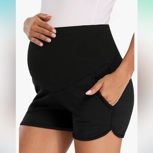 Maternity Shorts Over Belly Pregnancy Lounge Workout Run Pajama Sleep Pockets 1